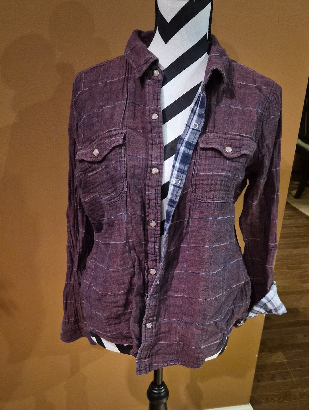 BKE Purple Plaid Button-Up Shirt